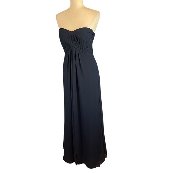 Bill Levkoff SHILOH 1121 Sweetheart Chiffon Dress Formal Gown Navy Size 4 - Picture 5 of 8